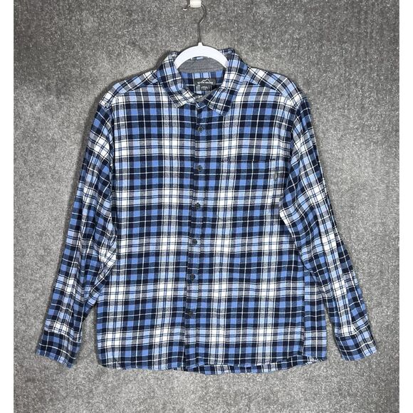 Eddie Bauer Other - Eddie Bauer Flannel Shirt Mens Size Large Blue White Plaid Long Sleeve Button Up